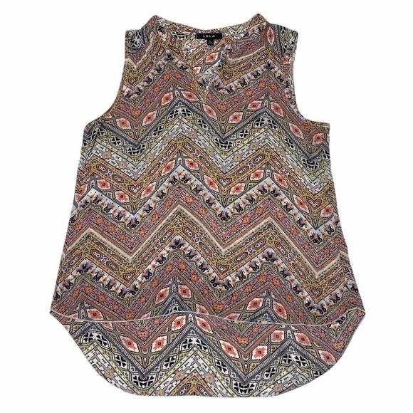 Ldla Printed Split Neck Sleeveless High Low Blouse - Picture 5 of 11